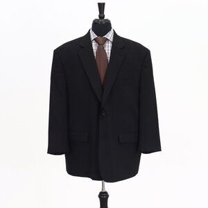 GS 50S Black Solid 2-Button Sport Coat Blazer Jacket G343